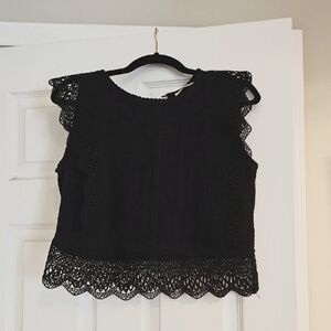 Elegant Black Lace Sleeveless Cutout  Crop Top